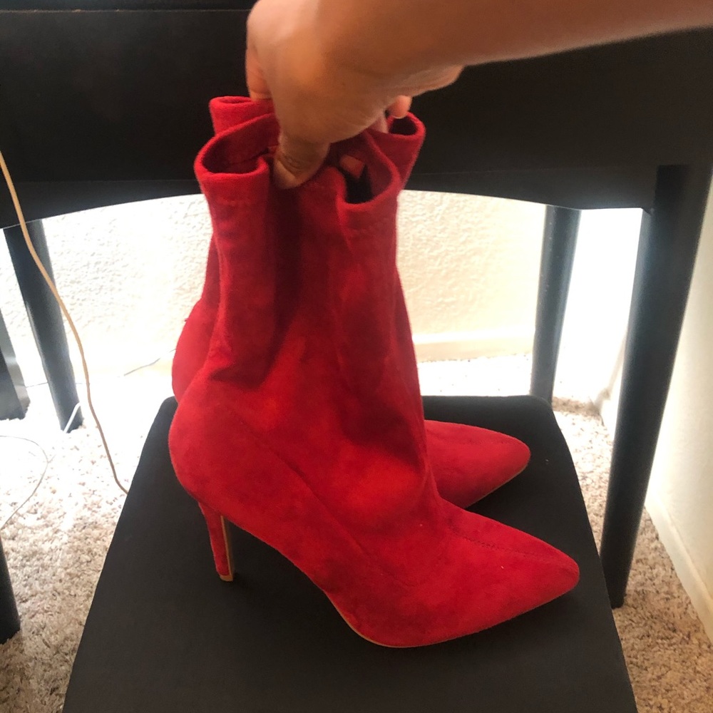 Suede Red booties